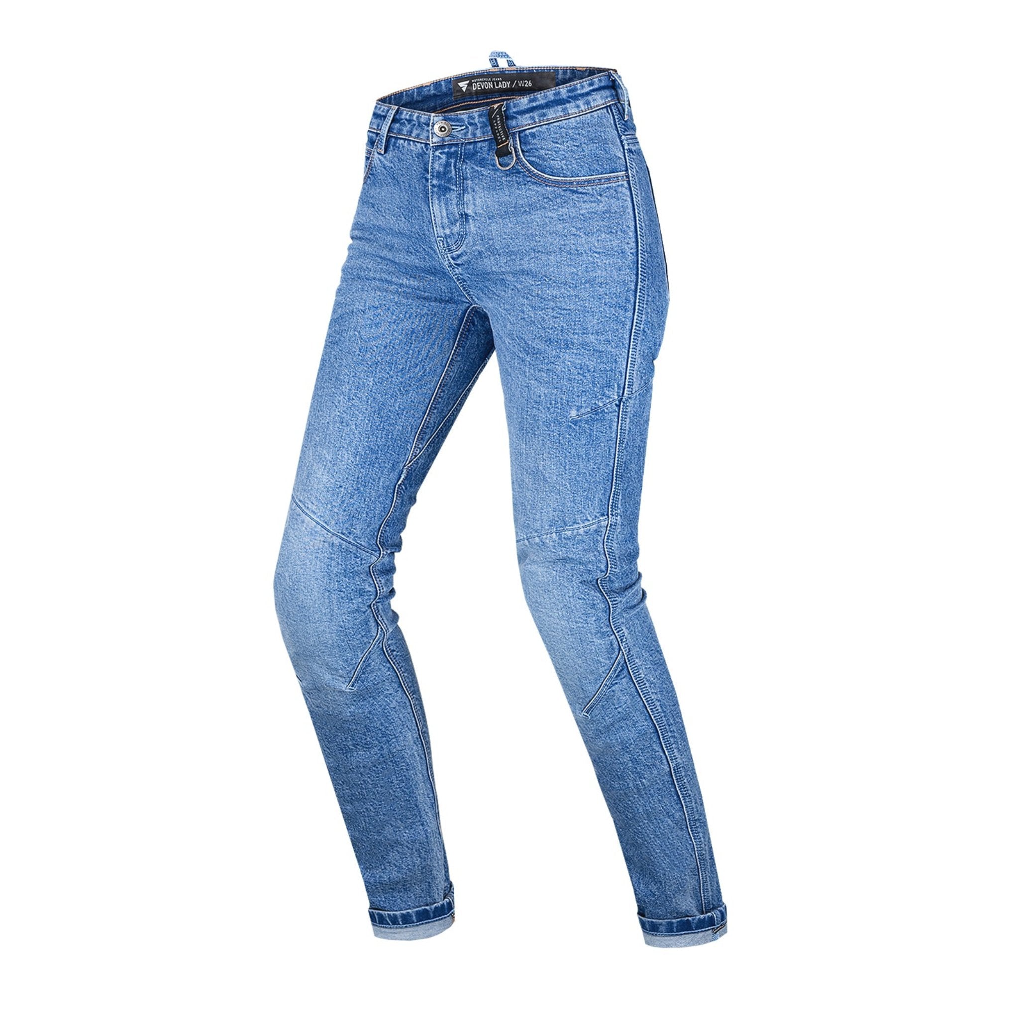 Light blue motorcycle jeans for women from shima