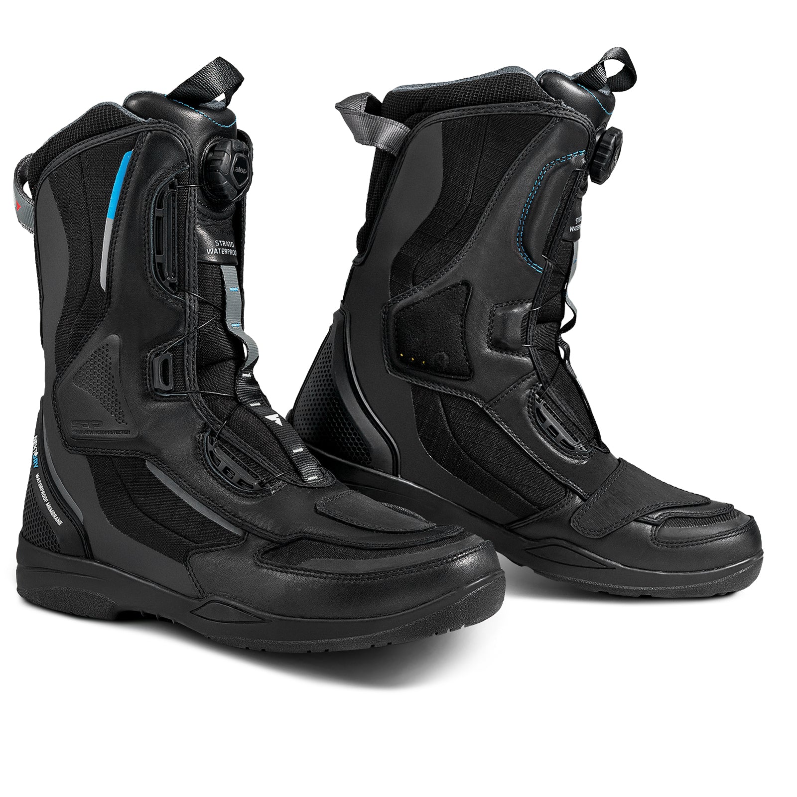 Black women&#39;s motorcycle boots from Shima with blue details 