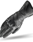 Long leather black women's motorcycle glove