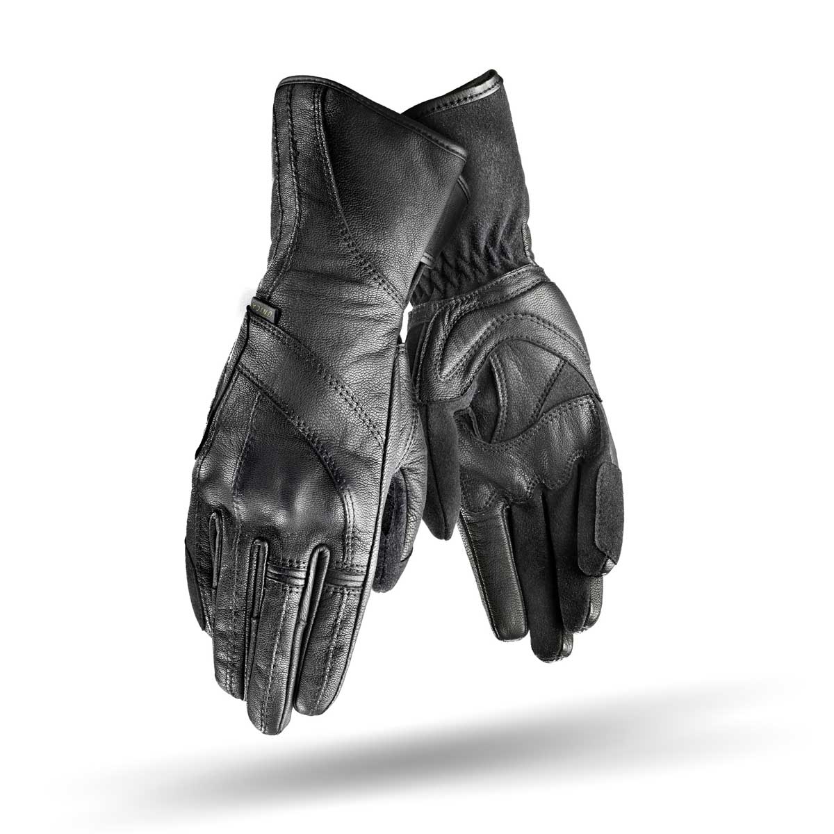 Long leather black women&#39;s motorcycle gloves
