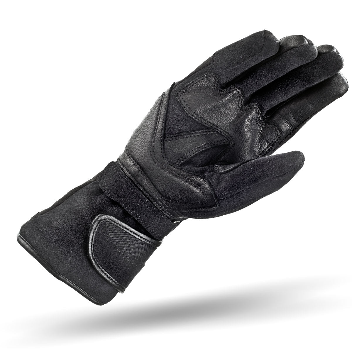 Black long waterproof women&#39;s motorcycle glove palm side