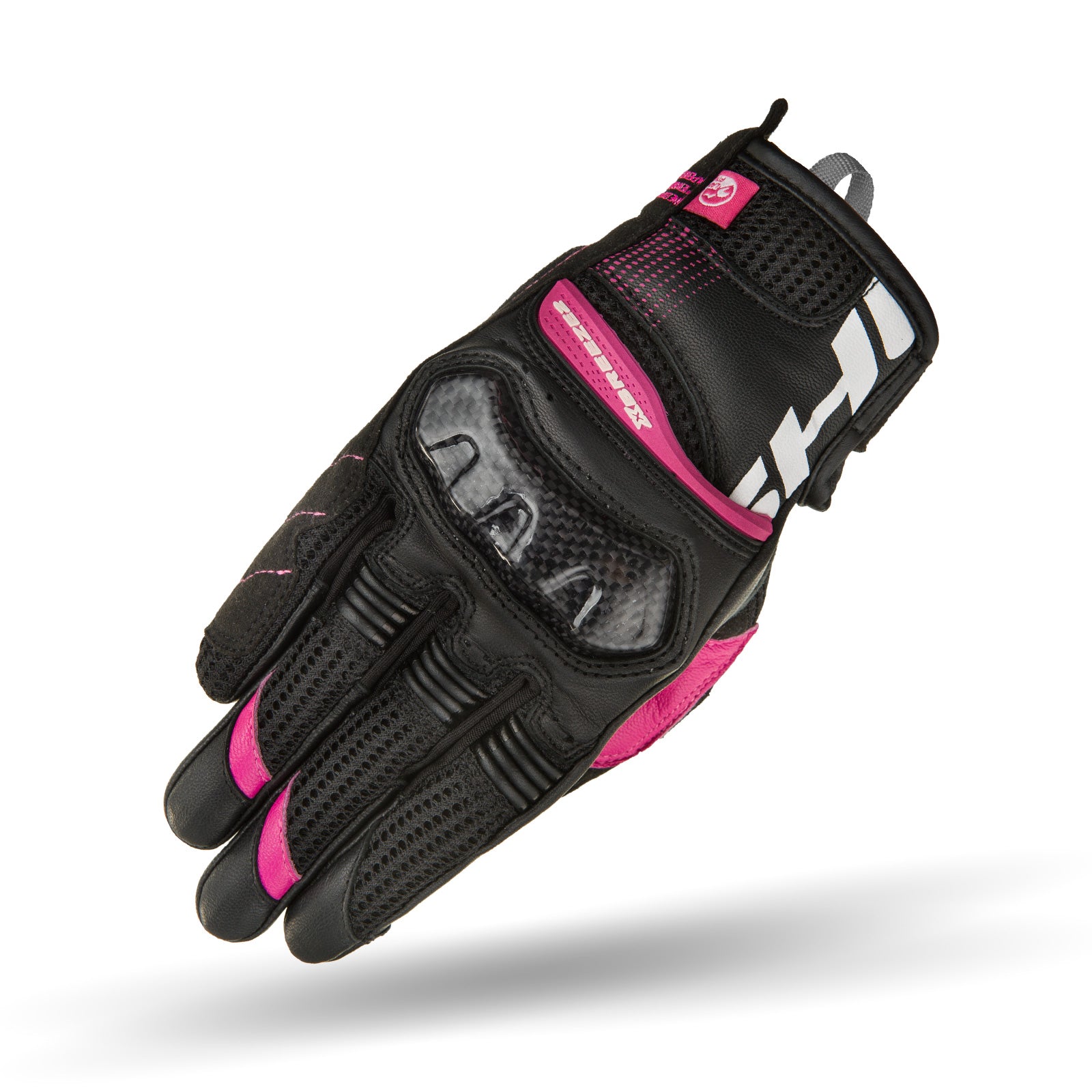 Black and pink women&#39;s motorcycle glove from Shima