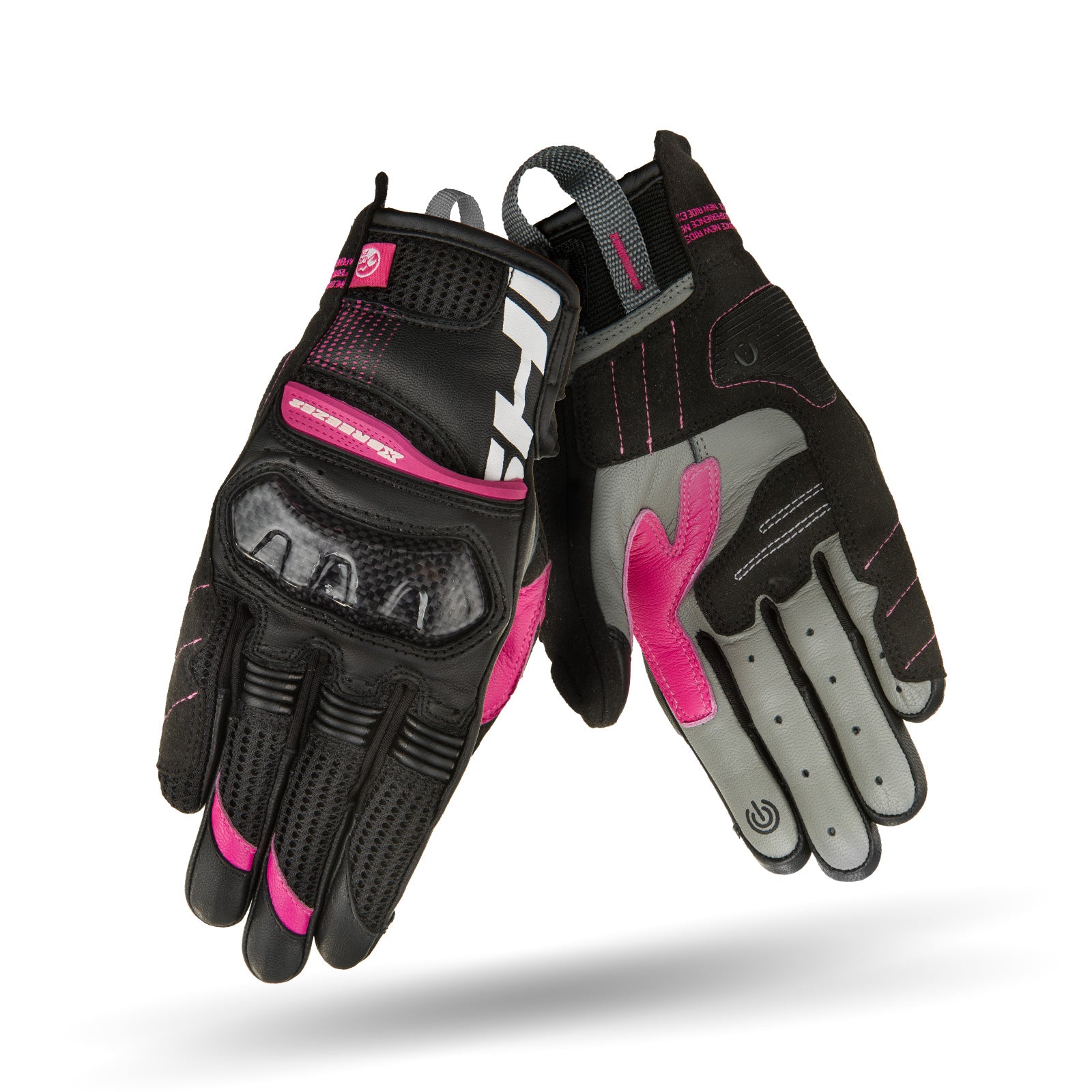 Black and pink women&#39;s motorcycle glove from Shimas